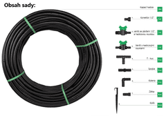 Bradas Zavlažovacia sada, kvapkacia hadica Water Flow Drip ø16mm 100m, 182ks príslušenstvo BR-DSWWF100-SET4