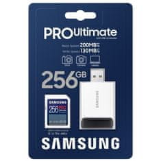SAMSUNG Paměťová karta SDXC PRO Ultimate 256GB (200R/ 130W) + USB adaptér