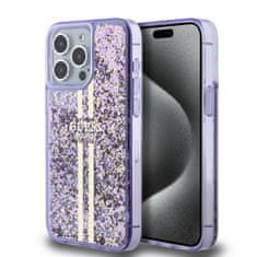 Guess Zadný kryt PC/TPU Liquid Glitter Gold Stripe pre iPhone 15 Pro Max Purple