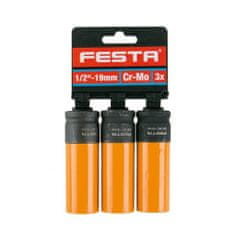 Festa hlavica 1/2" na kolesá 3ks 19mm CrV Profi gola Honiton / hlavice