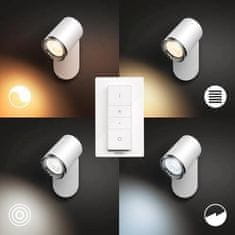 Philips Hue White Ambiance Bodové kúpeľňové svietidlo Philips Adore BT 8719514340855 LED GU10 1x5W 350lm 2200-6500K IP44 230V, biele s diaľkovým ovládačom a Bluetooth