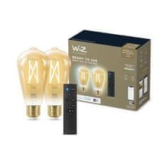 WiZ WiZ SET 2x LED žiarovka E27 ST64 Filmant amber 6,7W (50W) 640lm 2000-5000K IP20, stmievateľné plus ovládač