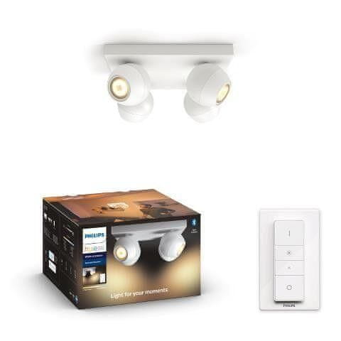 Philips Hue White Ambiance Bodové svietidlo Philips Buckram BT 50474/31/P6 LED GU10 4x5W 4x350lm 2200-6500K 230V, biele s diaľkovým ovládačom a Bluetooth