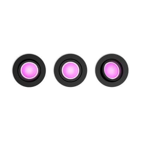 Philips Hue Bluetooth LED White and Color Ambiance set 3ks Zapustených bodových svietidiel Philips Centura 8719514342903 GU10 3x5,7W 3x350lm 2000-6500K RGB IP20 čierne, stmievateľné