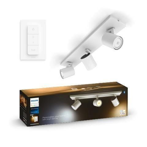 Philips Hue White Ambiance Bodové svietidlo Philips Runner BT 8719514338388 LED GU10 3x5W 3x350lm 2200-6500K 230V, biele s diaľkovým ovládačom a Bluetooth