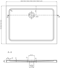 Mexen SLIM - Obdĺžniková sprchová vanička 120x100x5cm + zlatý sifón, biela, 40101012G