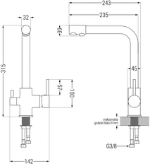 Mexen Enzo, granitový drez 576x465x174 mm, 1-komorový, chrómová batéria Duero, biela, 6506-20-671600-00