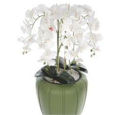 botle Biela umelá orchidea, kaskádovitá kytica v zelenom kvetináči, výška cca 112 cm, pogumované kvety, 5 výhonkov