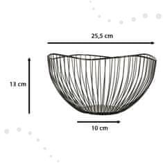 WOWO Loftová kovová misa na ovocie v čiernej farbe