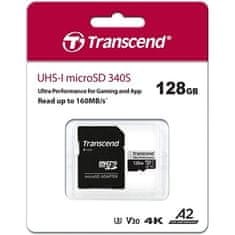 Transcend Pamäťová karta 340S microSDXC 128GB UHS-I U3 V30 A2 (160R/ 125W) + adapter