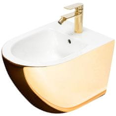 REA Carlo Mini, závesný bidet 50x37 cm, biela - zlatá, REA-C2288