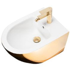 REA Carlo Mini, závesný bidet 50x37 cm, biela - zlatá, REA-C2288