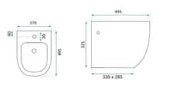 REA Carlo Mini, závesný bidet 50x37 cm, biela - zlatá, REA-C2288