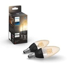 Philips Hue Bluetooth LED White set 2ks filamentových žiaroviek Philips sviečka 8719514302211 E14 4,5W 300lm 2100K čierne, stmievateľné