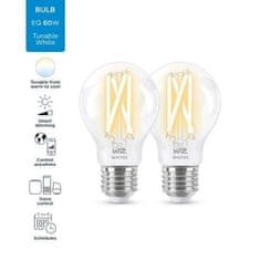 WiZ WiZ SET 2x LED žiarovka E27 A60 Filmant 7W (60W) 806lm 2700-6500K IP20, stmievateľné