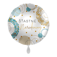 Amscan Fóliový balón Šťastné narodeniny modro-zlaté 43cm