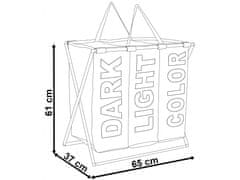 Wellhox Trojkomorový kôš na bielizeň TRIKO - 130 l - čierny