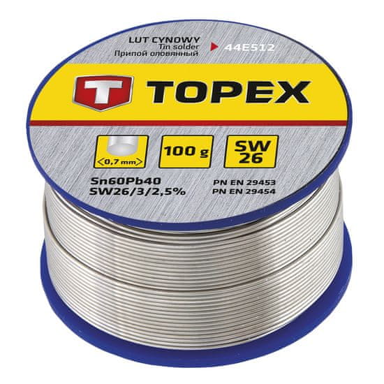 Topex Cínová spájka 60% Sn, drôt 0,7 mm, 100 g