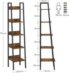 Artenat Policový regál Croft, 170 cm, hnedá