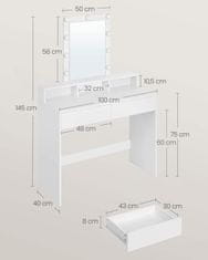 Artenat Toaletný stolík Figment, 145 cm, biela