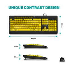 Connect IT FOR HEALTH CONTRAST klávesnica s veľkým fontom, CZ + SK verzia, ŽLTÁ/ČIERNA