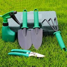 Vixson Kompaktná sada na záhradkárske práce v kufríku (2x rýľ, 1x hrable, 1x nožnice, 1x postrekovač) | GARDIKIT