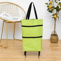 Kompaktná a všestranná skladacia nákupná taška na kolieskach (39 x 46 x 12 cm) – zelená | FOLDNCARRY