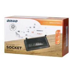 Orno Výklopný blok zapustený ORNO OR-GM-9022/B, 2x 230V, 2x USB nabíjací, 2x RJ45, farba čierna, kábel 1,5m 