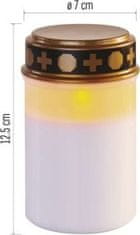 EMOS LED cintorínska sviečka, 12,5 cm, 2x C, vonkajšie aj vnútorné, vintage, časovač