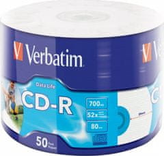 VERBATIM CD-R 700MB/ 52x/ 80min/ printable/ 50pack/ wrap