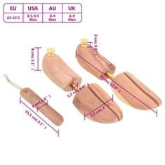 Vidaxl Napínač topánok s obuvákom EU 42-43,5 masívne cédrové drevo