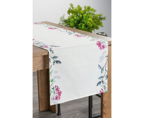 DESIGN 91 Natura behúň na stôl Natu 7 z ľanovej zmesi - farebné kvety 40 x 180 cm, ZA-416185