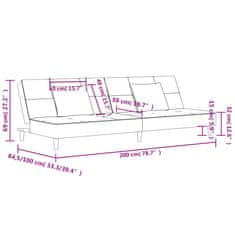 Petromila vidaXL 2-miestna rozkladacia pohovka s 2 vankúšmi, tmavosivá, zamat