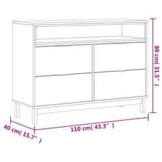 Vidaxl Skrinka so zásuvkami FLAM 110x40x80 cm borovicový masív