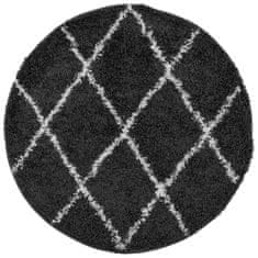 Petromila vidaXL Shaggy koberec PAMPLONA, vysoký vlas, čierno krémový Ø 160 cm