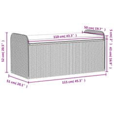 Petromila vidaXL Úložná lavička s vankúšom čierna 115x51x52 cm polyratan