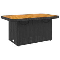Petromila vidaXL Záhradný stôl čierny 90x55x71 cm polyratan a akáciové drevo
