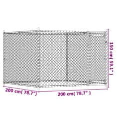 Petromila vidaXL Klietka pre psa s dvierkami šedá 2x2x1,5 m pozinkovaná oceľ