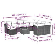 Petromila vidaXL 11-dielna záhradná sedacia súprava vankúše polyratan čierna