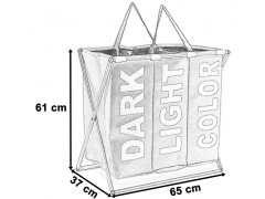 Wellhox Trojkomorový kôš na bielizeň Triko - 130 l - sivý