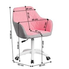 KONDELA Kancelárske kreslo, látka ružová/sivá/biela, SANTY