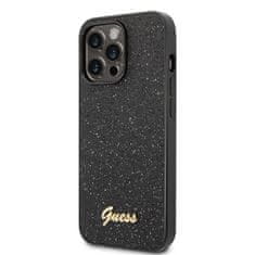 Guess Kryt na mobil Glitter Flakes Metal Logo na Apple iPhone 14 Pro Max - černý