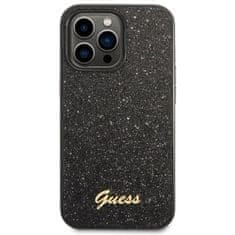 Guess Kryt na mobil Glitter Flakes Metal Logo na Apple iPhone 14 Pro - černý