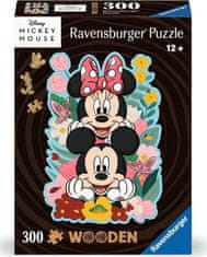 Ravensburger Drevené obrysové puzzle Mickey a Minnie 300 dielikov