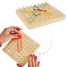 WOWO Geoboard Geoplan - Drevené Puzzle pre Tvorbu Tvarov s Gumičkami