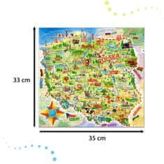 WOWO CASTORLAND Edukačná Puzzle Mapa Poľska, 128 Dielikov, pre Deti 6+