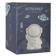 Ikonka Silikónové detské nočné svetlo 8 LED USB biely astronaut