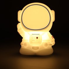 Ikonka Silikónové detské nočné svetlo 8 LED USB biely astronaut