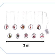 WOWO Vianočné LED Závesové Svietidlá s Obrázkami, 3m, 10 Žiaroviek, Diaľkové Ovládanie, Na Batérie