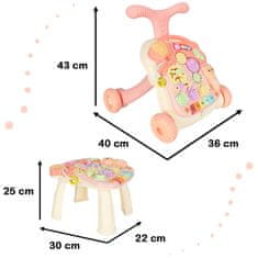 WOWO Interaktívne Push Chodítko s Vzdelávacím Stolom 3 v 1